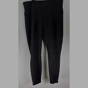 Spanx 1X Faux Suede Brown Leggings High Rise Stretch Softcore Y2K